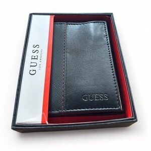 NWT Guess Mens Trifold Leather Wallet / Clear ID Slot, 7 card slot, cash pocket